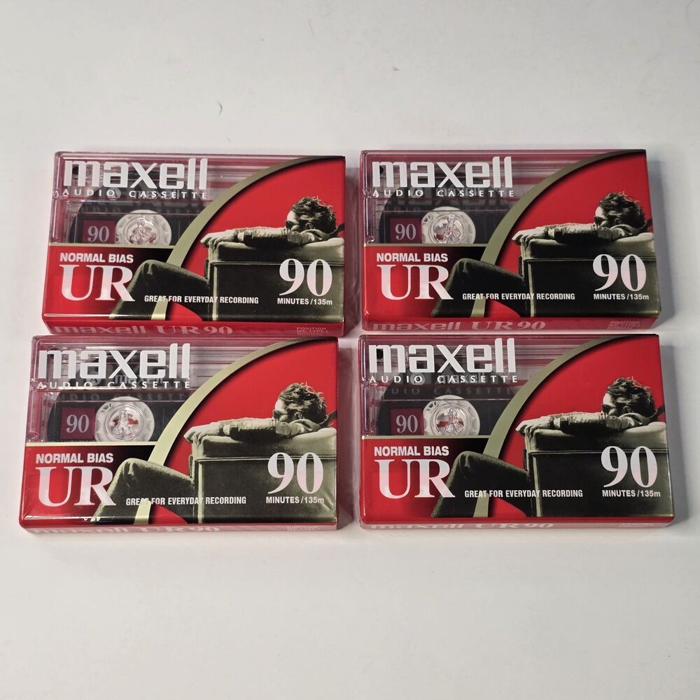 Maxell UR 90 C-90 Type I Normal Bias Blank Cassette Tape Single New Sealed Lot 4